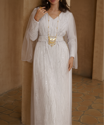 Crystal Bridal White Jalabiya