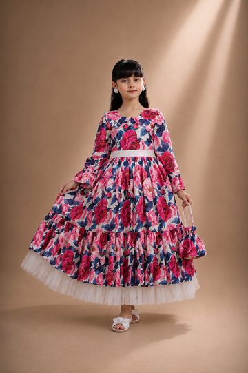 Pink Rose Garden Party Dress-Ready To Ship – Elegant Occasion Dress – UAE