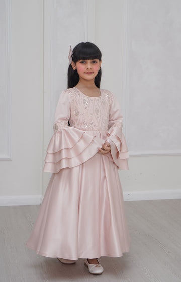 Pink Crystal Party Dress – Elegant Girls Occasion Dress – UAE Boutique