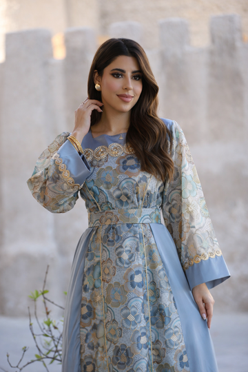 Grey Meera Jalabiya Ready To Ship – Elegant Emirati Occasion Dress – UAE