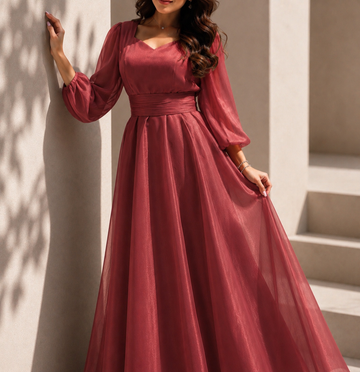 Red Girls Organza  – Elegant Occasion Dress – UAE