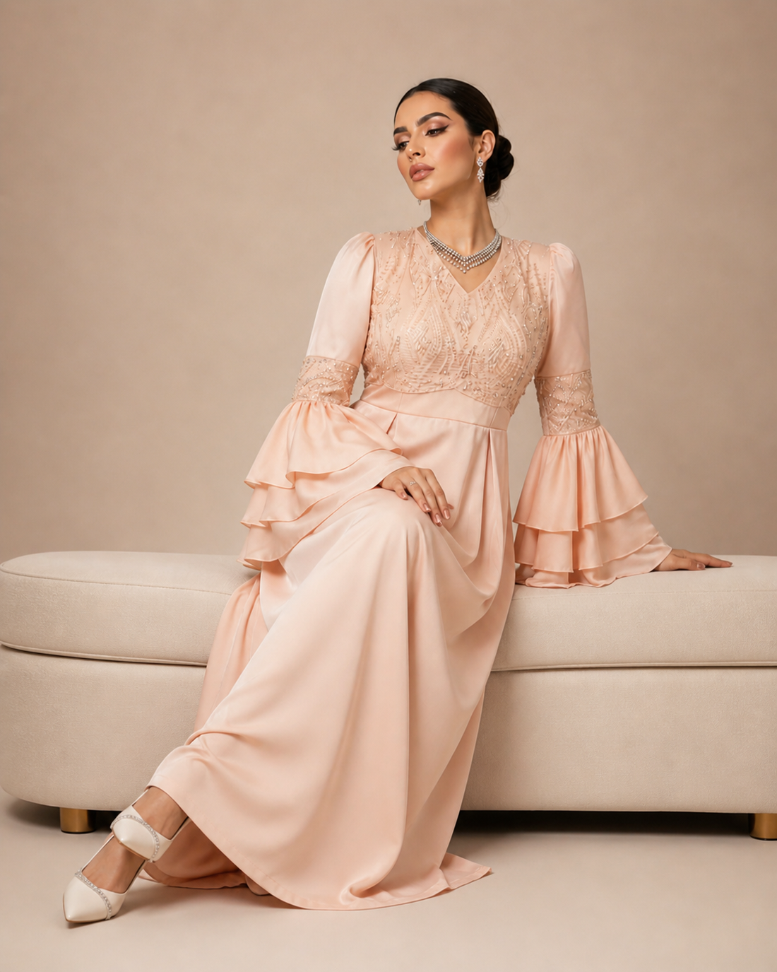 Ivory Whisper Organza Gown
 – Elegant Occasion Dress – UAE Boutique
