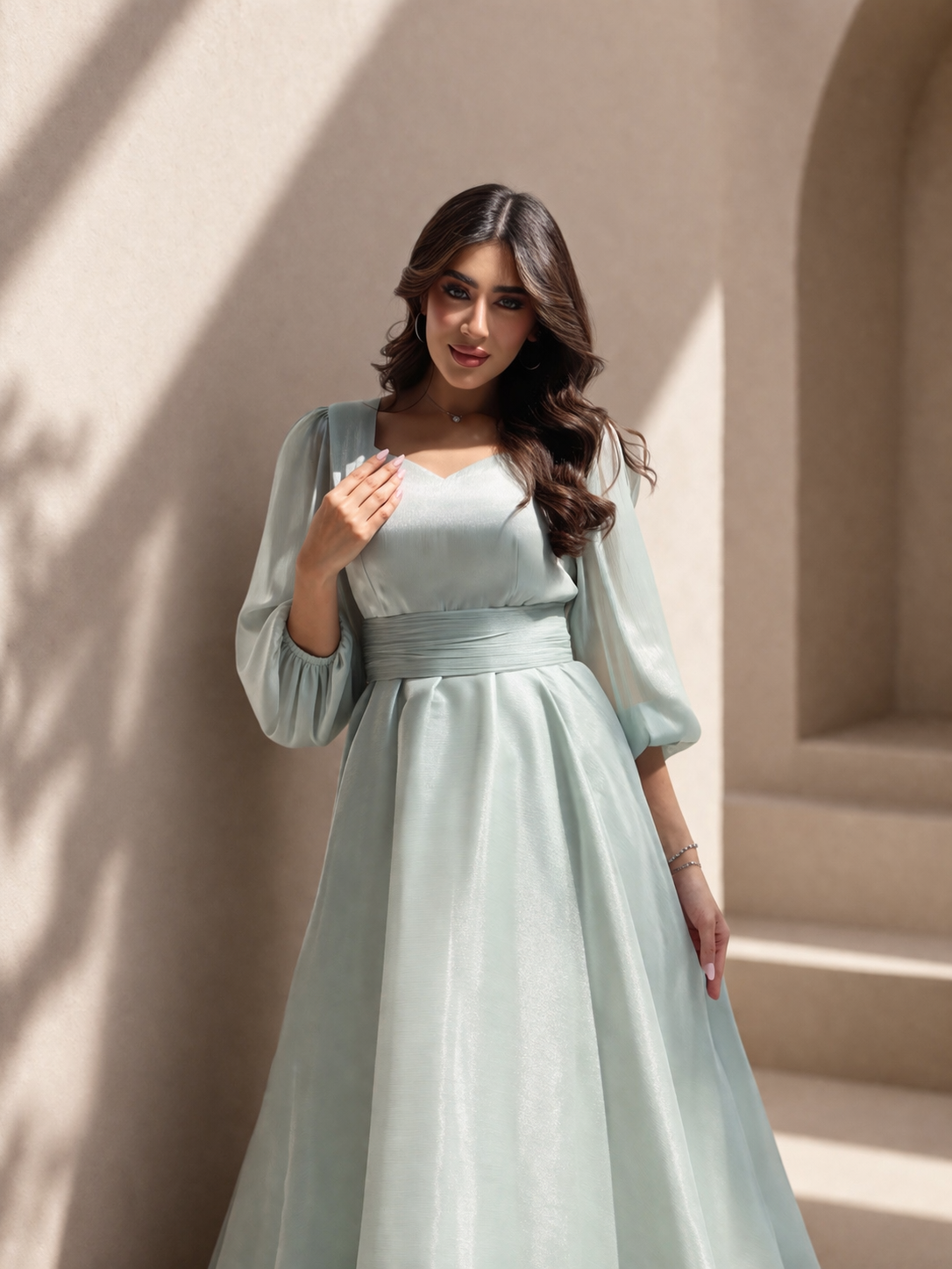 Light Green Organza Dress – Fresh & Flowing Elegance