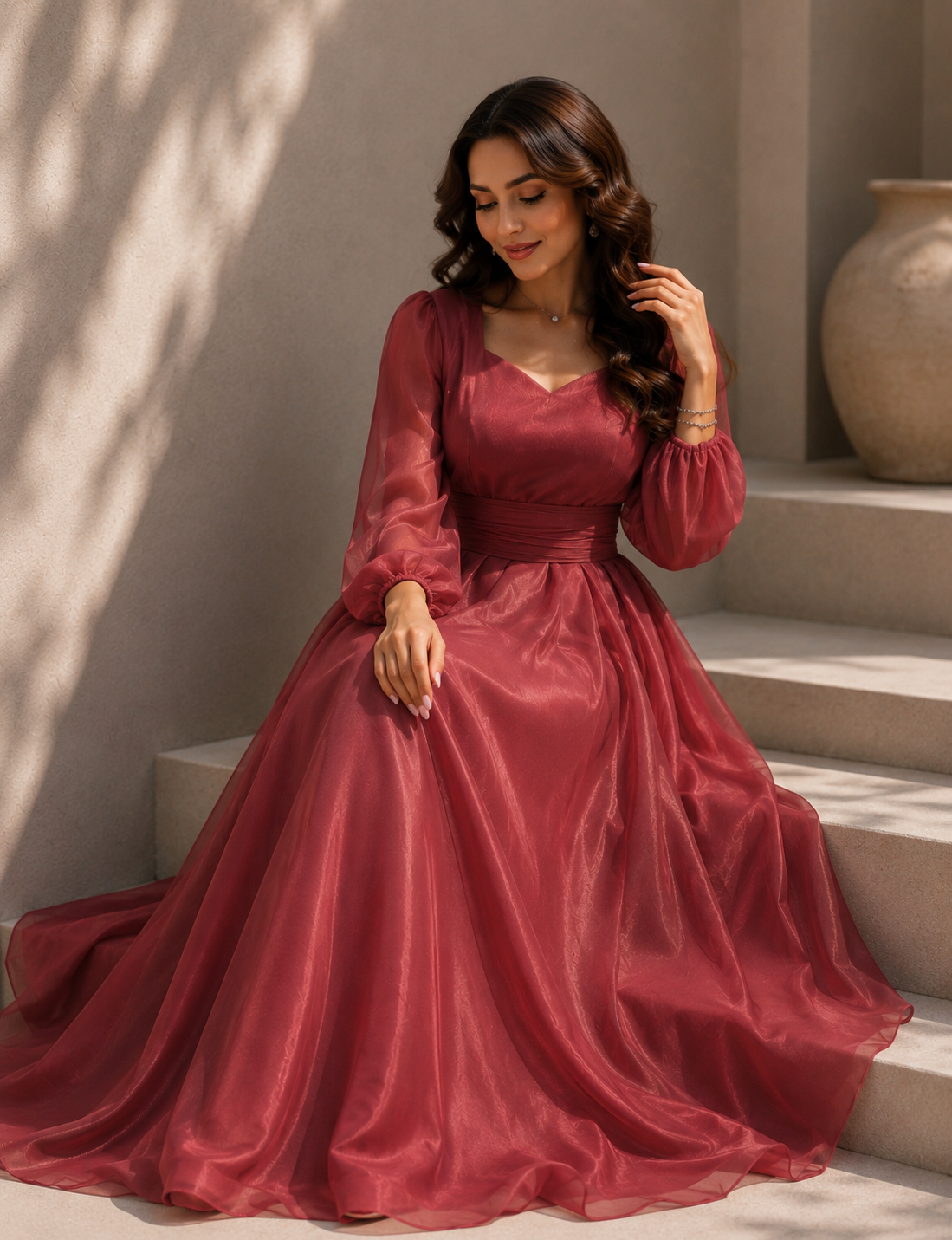 Red Girls Organza  – Elegant Occasion Dress – UAE