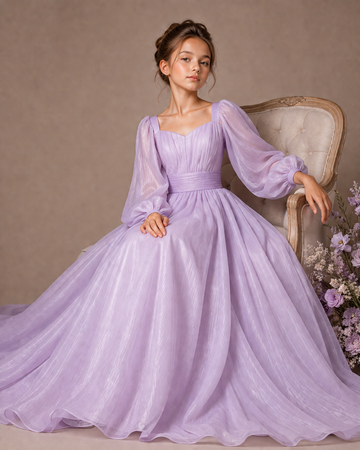 Purple royal Organza Party Dress – Luxury Occasion Dress – UAE Boutique