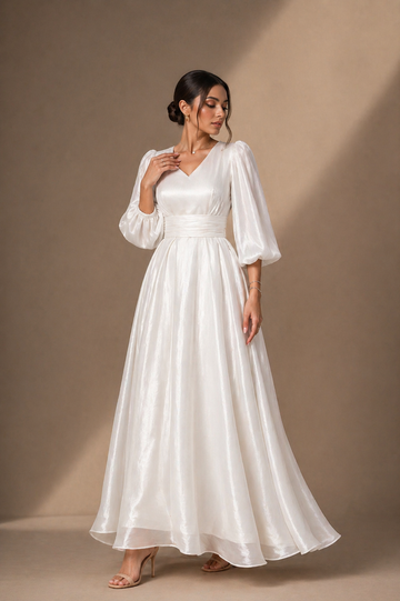 White bridal Organza Dress – Elegant Occasion Dress – UAE