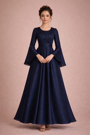 Navy Organza Party Dress – Elegant Occasion Dress – UAE Boutique