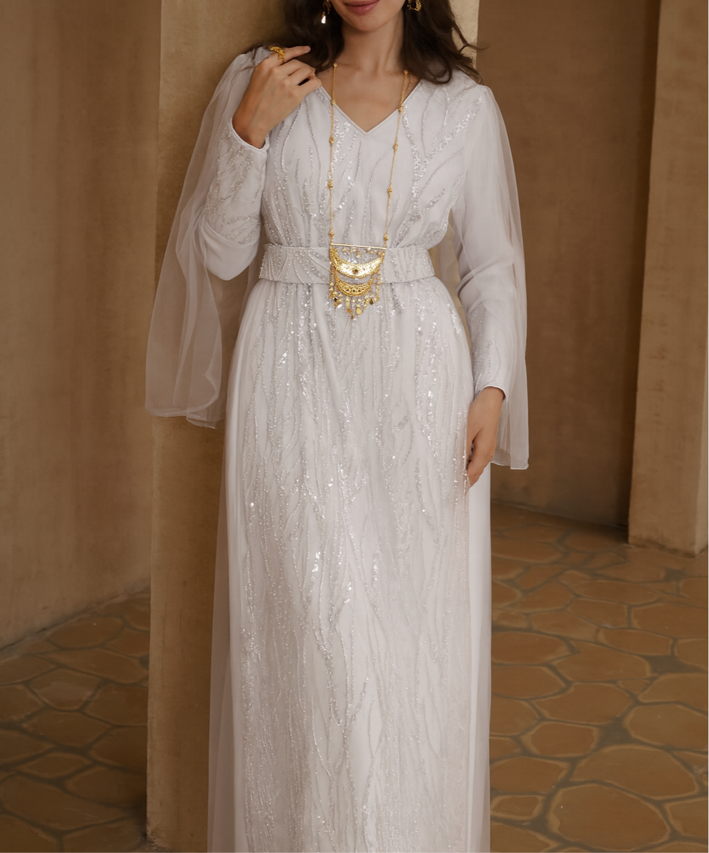 Crystal Bridal White Jalabiya