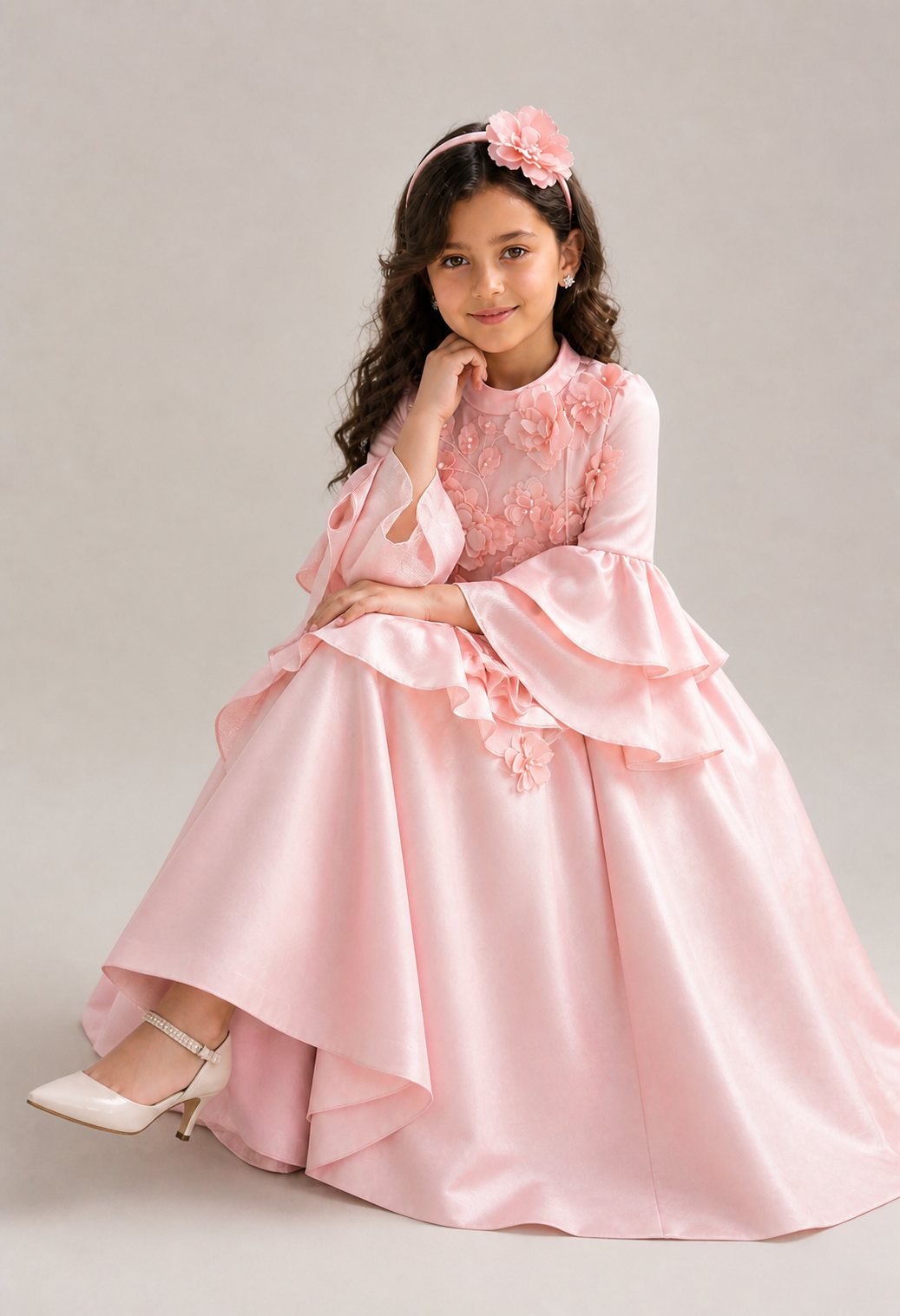 Blush Petal Couture Dress – Elegant Occasion Dress – UAE Boutique