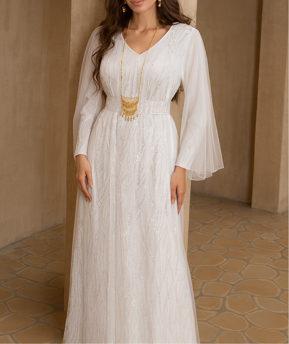 Crystal Bridal White Jalabiya