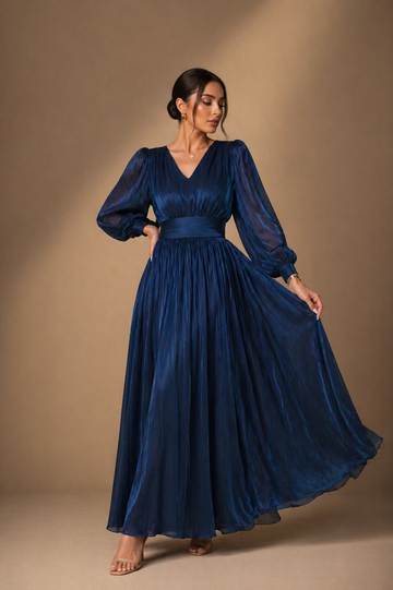 Navey  Organza flowy  Dress – Elegant Occasion Dress – UAE designer