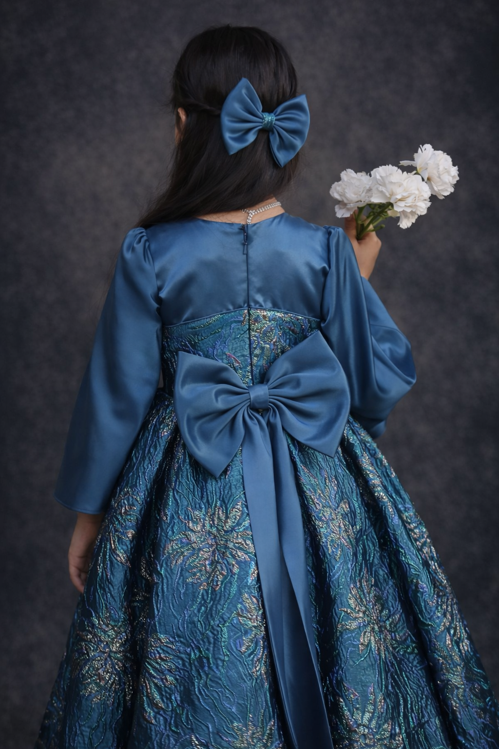 Peacock Bloom Jacquard Ready To Ship Party Dress – Elegant Occasion Dress – UAE Boutique