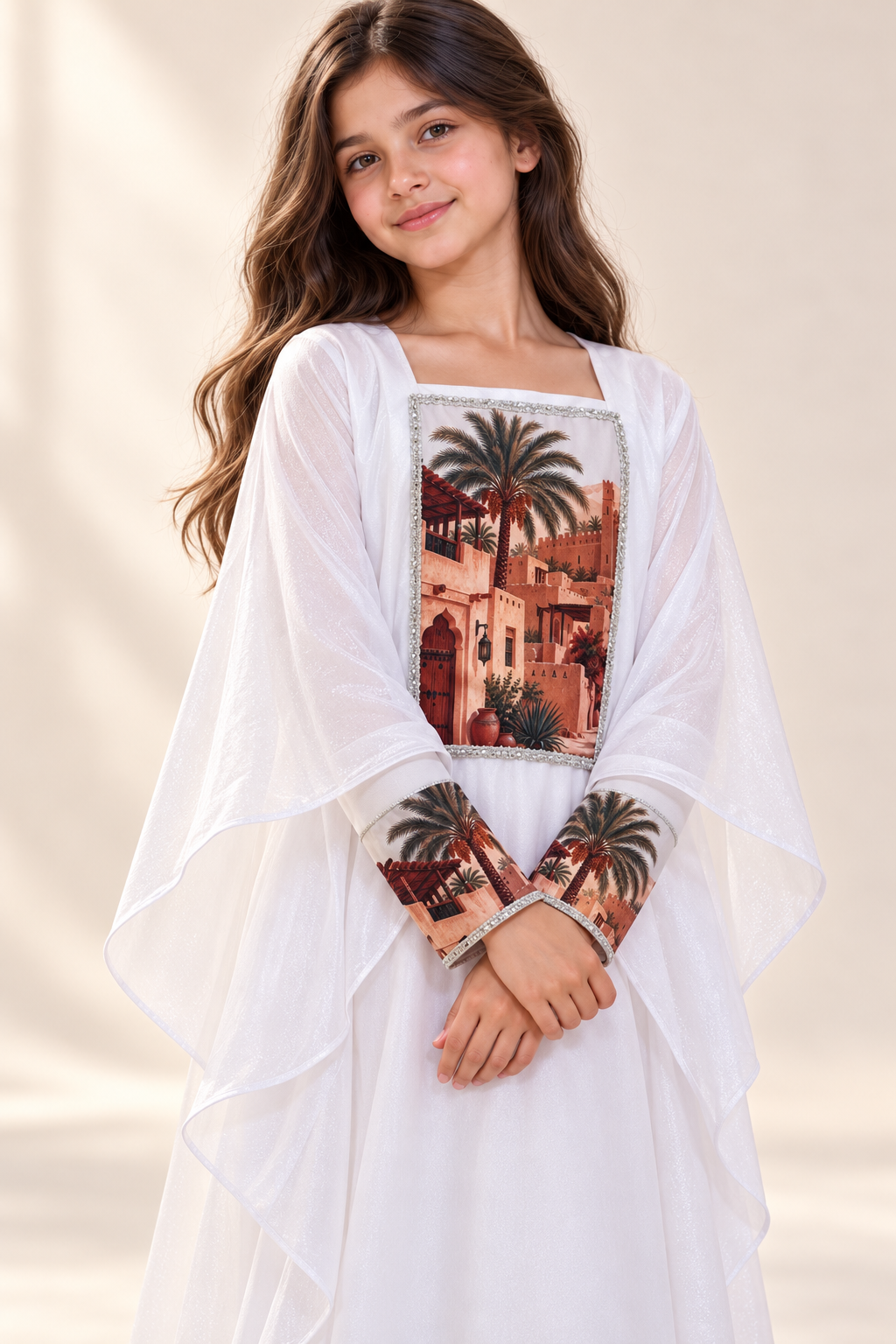 White Organza Thobe for girls – La Mode Patchouli Junior, Abu Dhabi (1 of 2)