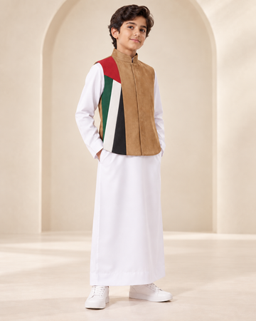 Brown Boys UAE National Day Vest round – Traditional Emirati Celebration Outfit
