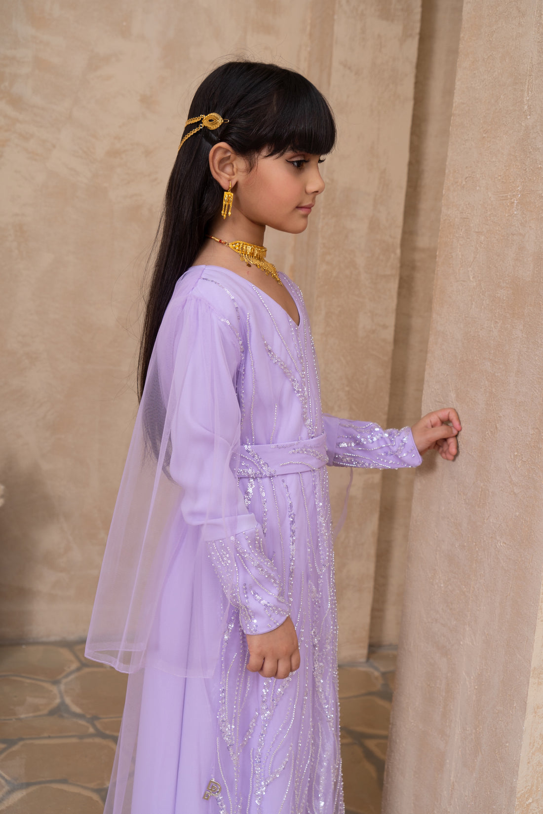 Lavender crystal Thobe Dress