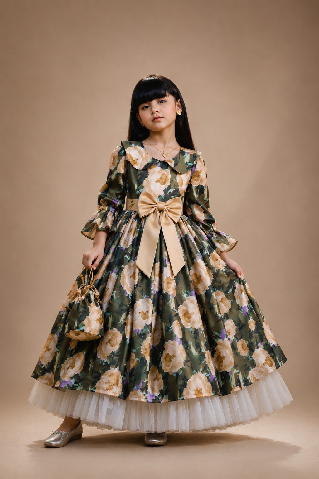 Golden Rose Garden Party Dress – Elegant Occasion Dress – UAE