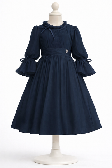 Navy Blue Organza Party Dress – Elegant Occasion Dress – UAE