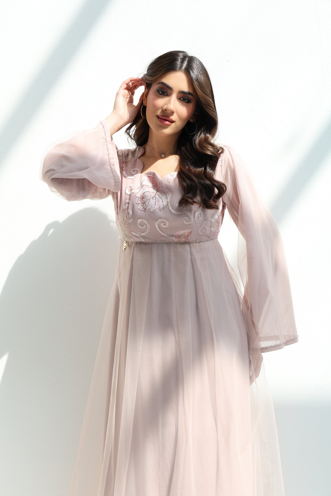 Pink Nude light Dress -Ready To Ship– Elegant Occasion Dress – UAE Boutique