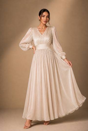 Beige Nude Organza Couture Dress | Custom Made | Women's Couture Dress | La Mode Patchouli
