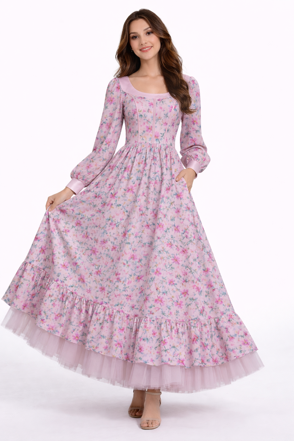 Pinkish Women Rose Garden Dress | La Mode Patchouli