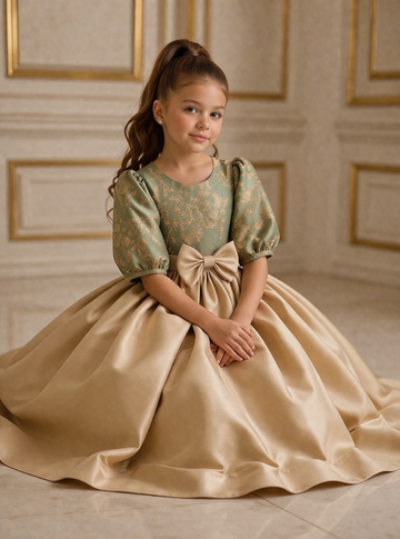 Sage Lumière Bow Dress – Elegant Occasion Dress – UAE
