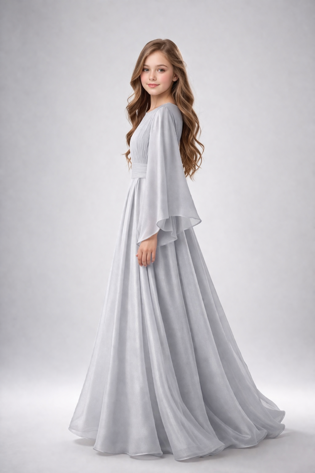 Grey Royal Jalabiya Dress – Elegant Wide Sleeve Occasion Dress – UAE