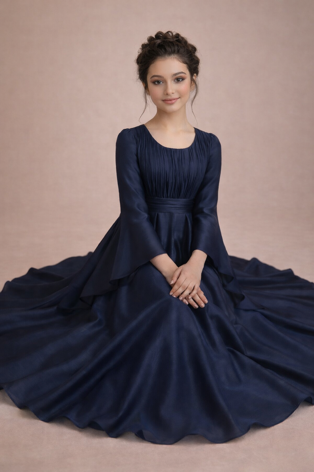 Navy Organza Party Dress – Elegant Occasion Dress – UAE Boutique