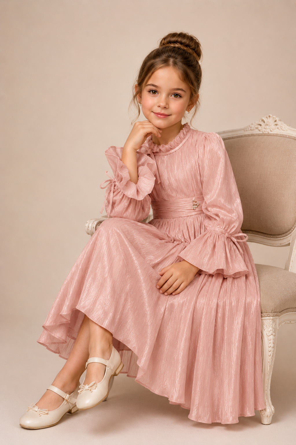 Vintage Blush Organza Party Dress – Elegant Occasion Dress – UAE Boutique
