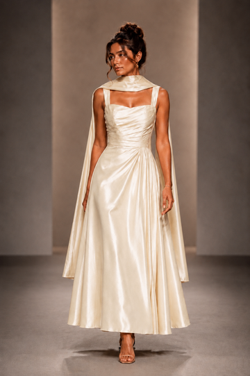 Élise Ivory Satin Gown
 – Elegant Occasion Dress – UAE