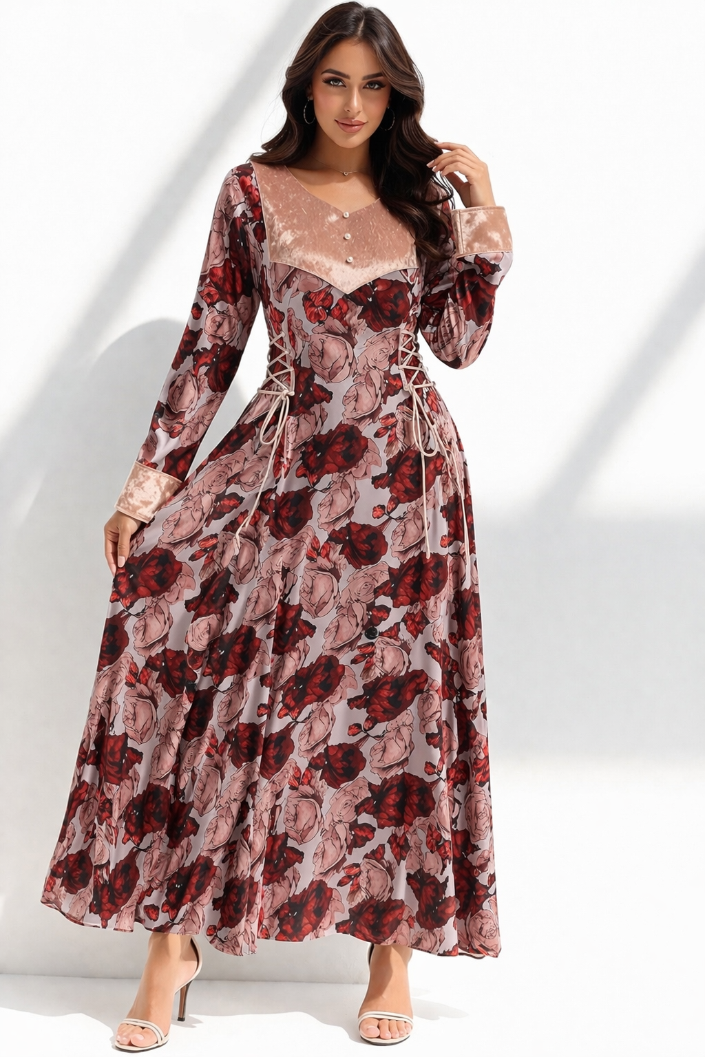 Blush Rose Velvet Jalabiya – Luxury Emirati Occasion Dress – Abu Dhabi UAE