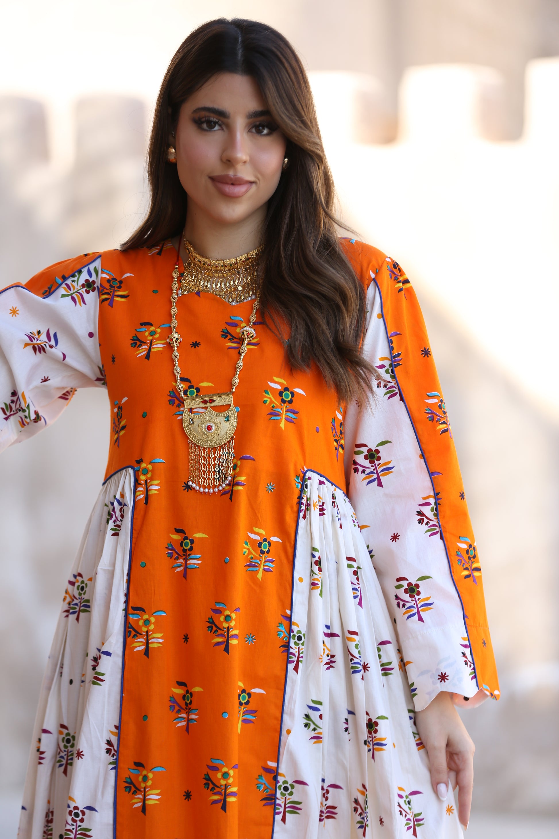 orange ethnic dress Orange - Gowns