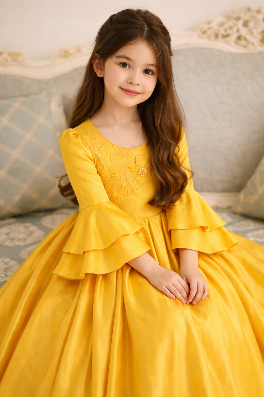 Girls Blue Butterfly Party Dress – Elegant Occasion Dress – UAE