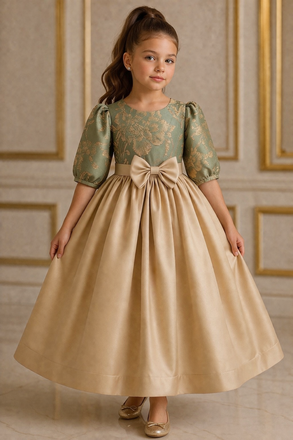 Sage Lumière Bow Dress – Elegant Occasion Dress – UAE