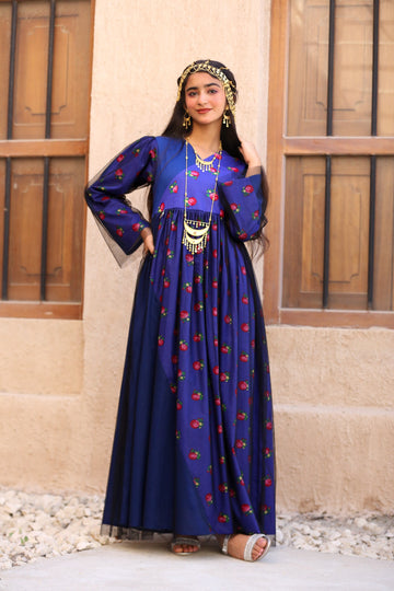 Azure blue Blossom -Ready To Shop - Elegant Traditional Dress – La Mode Patchouli Couture