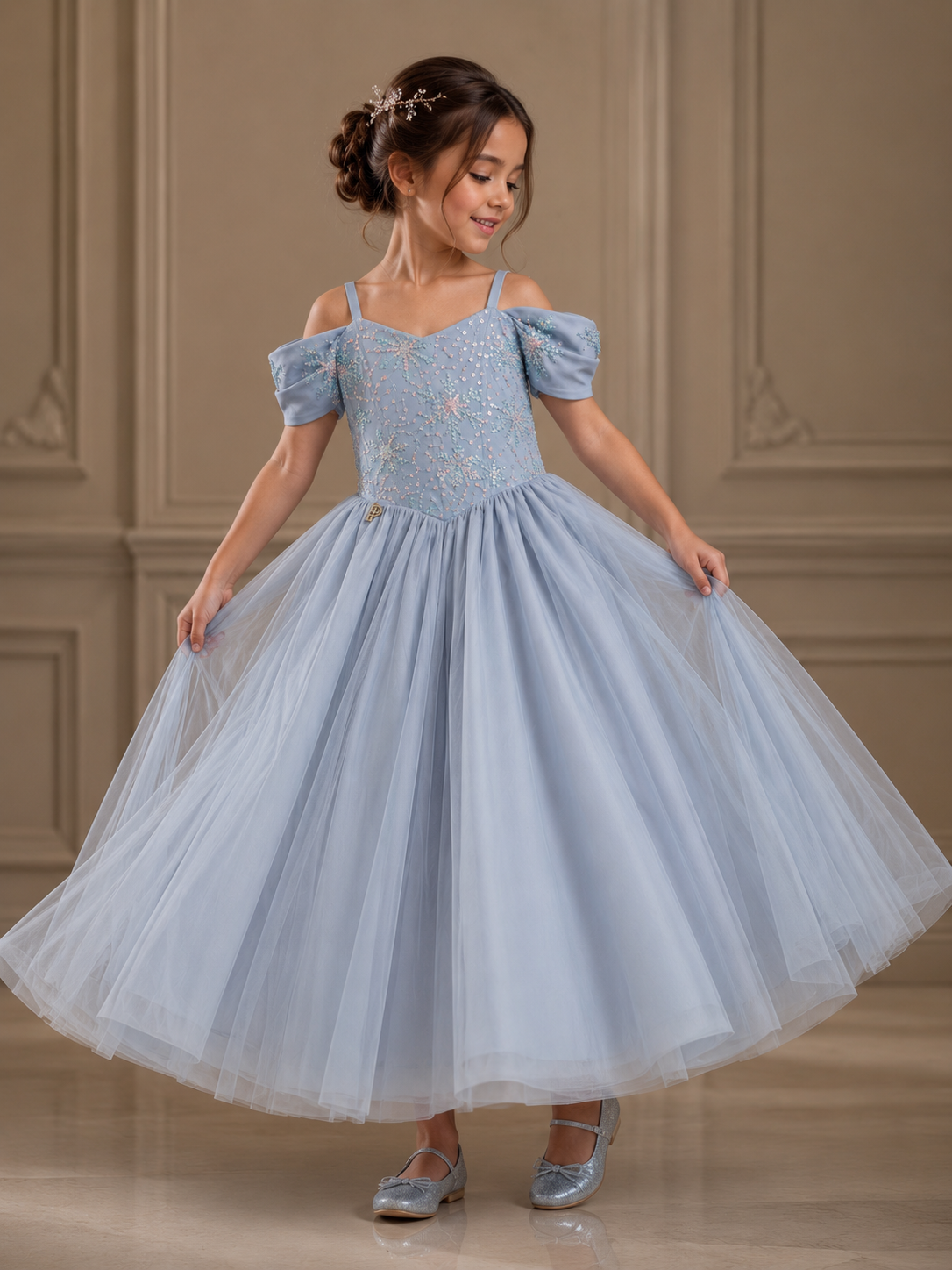 Snowflake Couture Girls Dress | Custom Made | La Mode Patchouli UAE