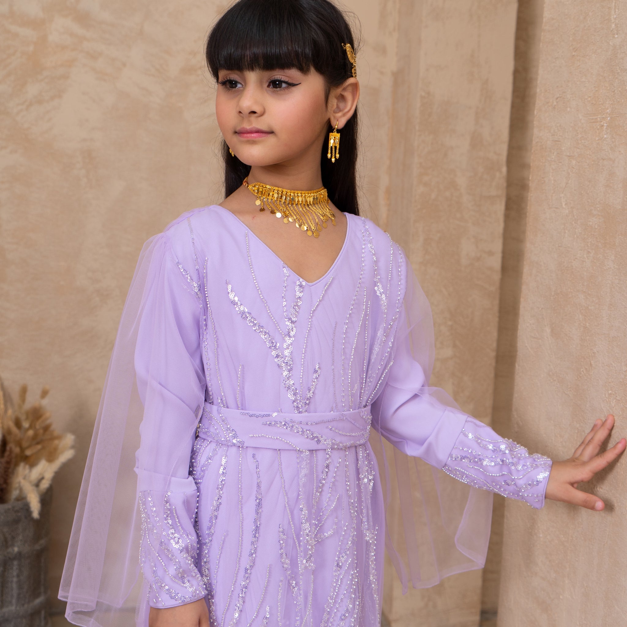 Lavender crystal Thobe Dress