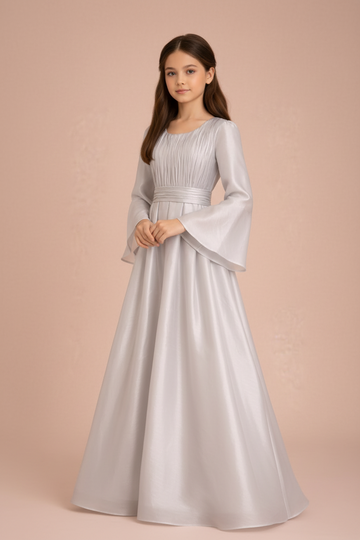 Grey Organza Party Dress – Elegant Occasion Dress – UAE