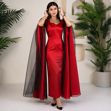 Crimson Red Party Dress – Elegant Evening Occasion Dress – UAE