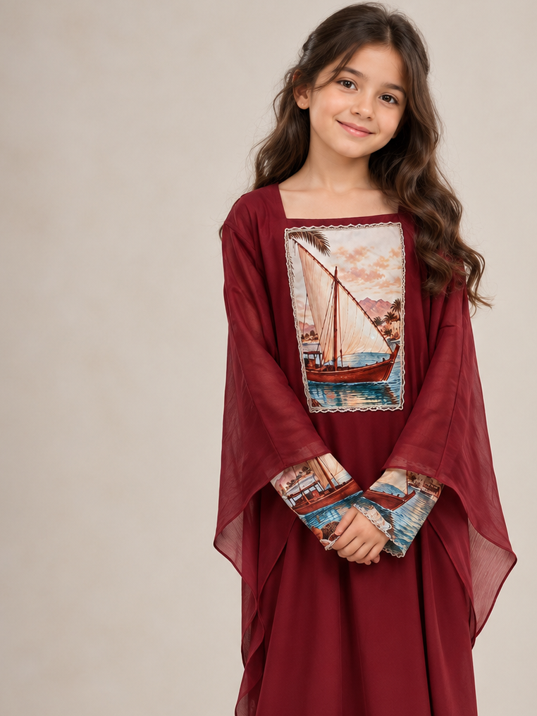Red Organza THOBE tradition Art| La Mode Patchouli Junior