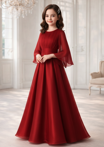Red Shiny Organza Party Dress – Elegant Occasion Dress – UAE Boutique