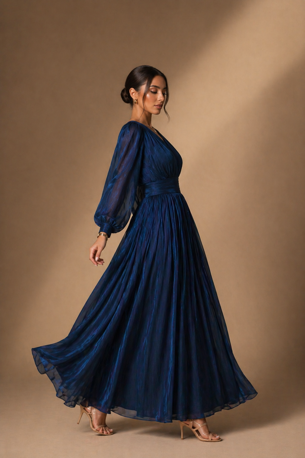 Navey  Organza flowy  Dress – Elegant Occasion Dress – UAE designer