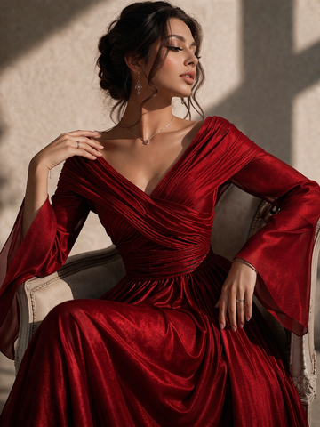 Red Organza Evening Gown – Elegant Tailored Occasion Dress – UAE