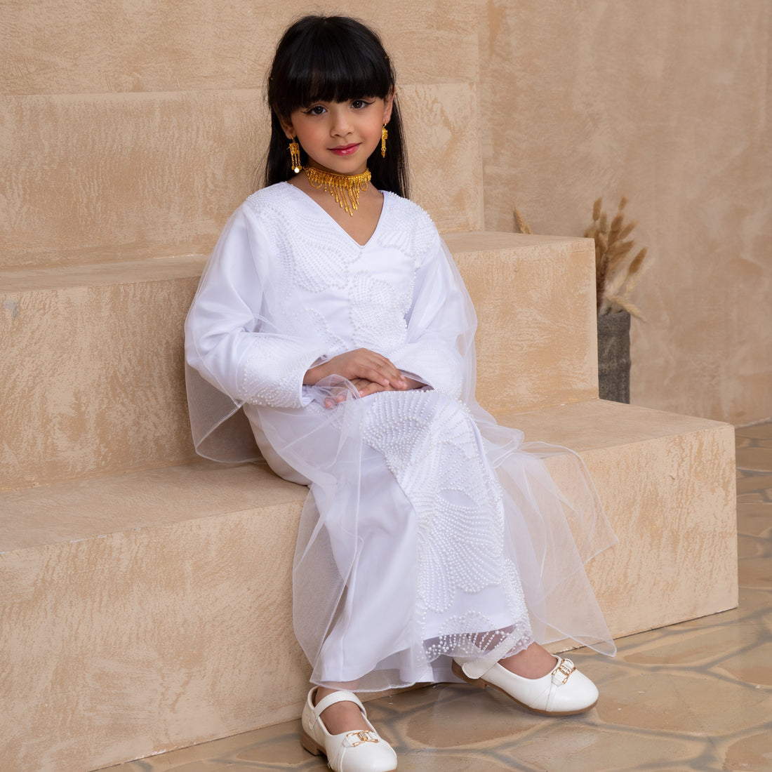 White Pearl Thobe Dress