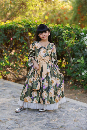 Golden Rose Garden Ready To Ship Party Dress – Elegant Occasion Dress – UAE